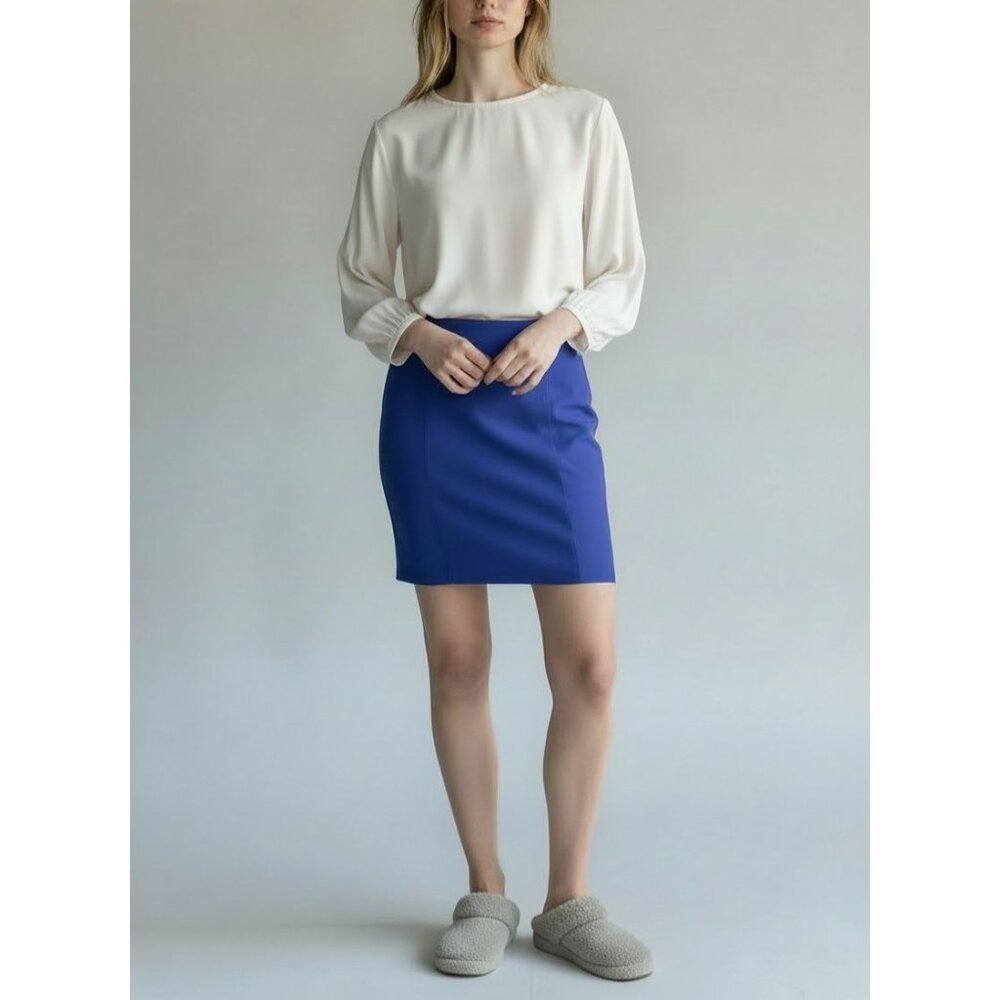 Jones New York Womens Royal Blue Wool Blend Pencil Skirt Size 6 Fully Lined With
